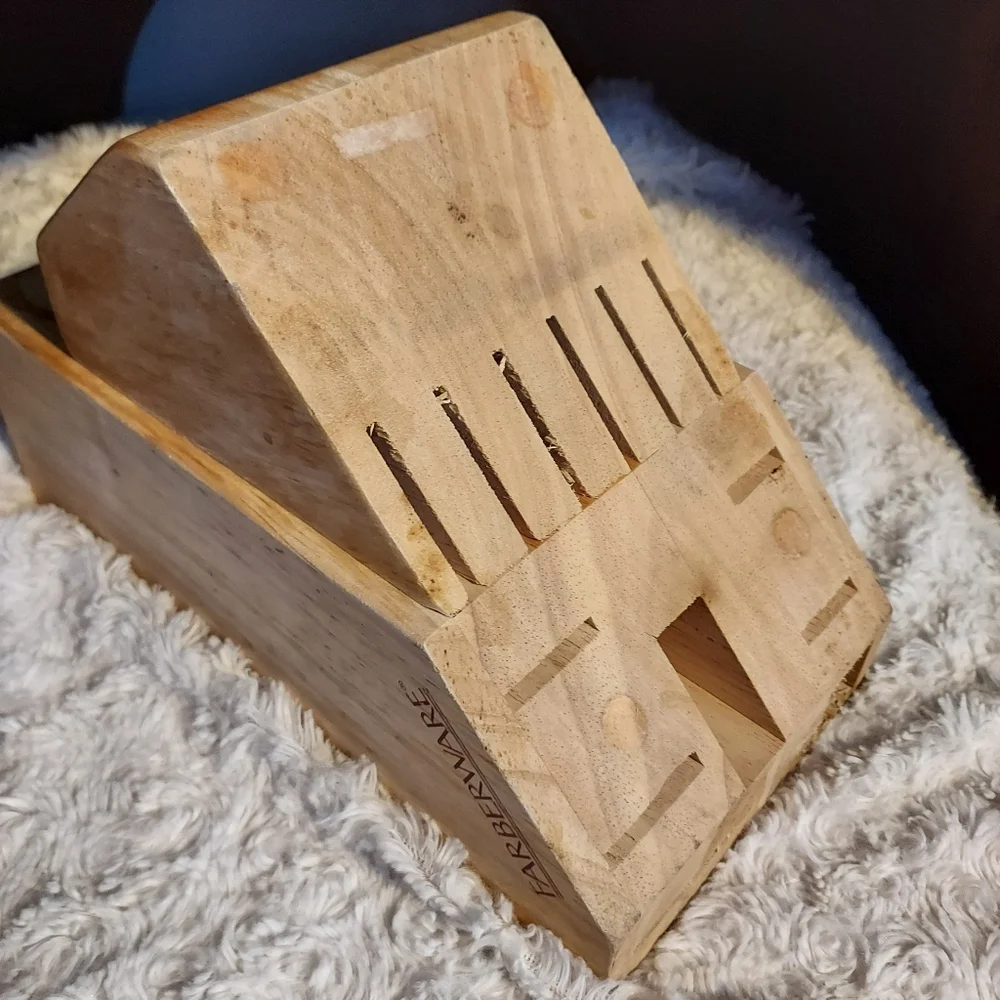 Farberware 13 Slot Wooden Block Knife Countertop Holder Kitchen Culinary